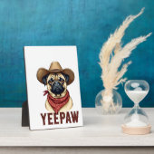 Plaque Photo Vintage Cowboy Pug YeePaw Western Dog Illustration (Côté)