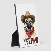 Plaque Photo Vintage Cowboy Pug YeePaw Western Dog Illustration (Côté)