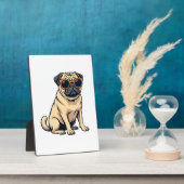 Plaque Photo Vintage Dabbing Pug with Sunglasses Funny Dog Vect (Côté)