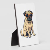 Plaque Photo Vintage Dabbing Pug with Sunglasses Funny Dog Vect (Côté)