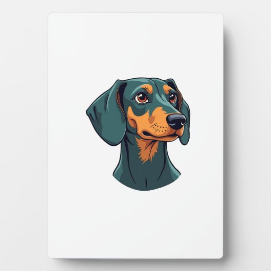 Plaque Photo Vintage Dachshund Portrait Art Retro Dog Illustrat (Devant)