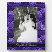 Plaque photo vintage de Mariage rose bleu profond (Devant)