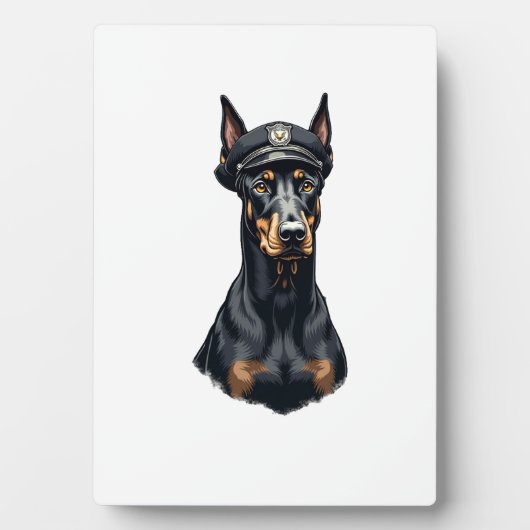 Plaque Photo Vintage Doberman Police Dog Portrait Black and Whi (Devant)