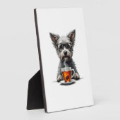 Plaque Photo Vintage Dog Holding Tea with Glasses Retro Pet Ill (Côté)