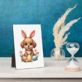 Plaque Photo Vintage Easter Bunny Dog Cute Puppy Illustration w (Côté)