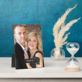 Plaque Photo Vintage gothique noir Rose Mariage Monogramme (Côté)