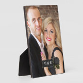 Plaque Photo Vintage gothique noir Rose Mariage Monogramme (Côté)