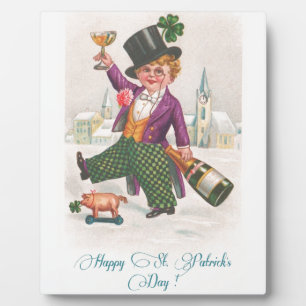 Plaque Photo Vintage Happy Jour de la Saint Patrick Shamrock Ch