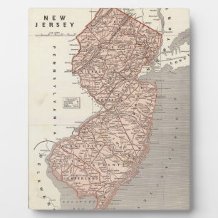 Plaque Photo Vintage Map of New Jersey