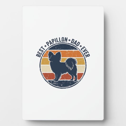 Plaque Photo Vintage Papillon Dog Dad Retro Sunset Shirt Design (Devant)