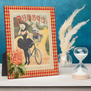 Plaque Photo Vintage Phebus Woman & Cycle Collage