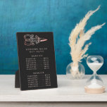 Plaque Photo Vintage Rose Gold Scissors Salon Price Menu<br><div class="desc">Vintage Rose Gold Scissors Salon Price Menu plaque. This elegant modern trendy business design features vintage scissors on a solid black background. Perfect for a hair stylist,  seamstress,  or salon owner.</div>