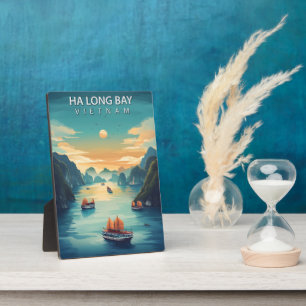 Plaque Photo Vintage voyage Ha Long Bay Vietnam