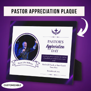 Plaque Photo Violet Noir Appreciation des Pasteurs Église Table