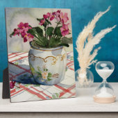 Plaque Photo Violets africains en pot bleu 1790 (Côté)