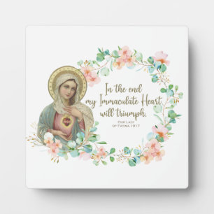 Plaque Photo Virgin Mary Fatima Catholic Religious  Floral