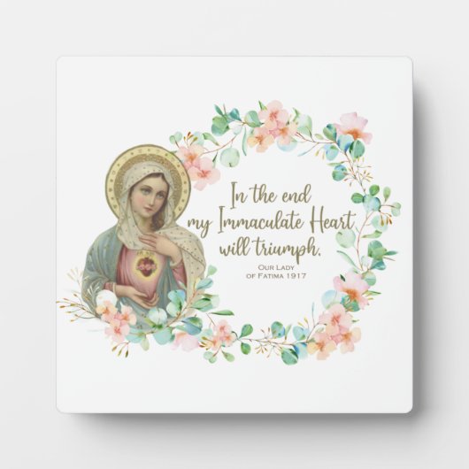 Plaque Photo Virgin Mary Fatima Catholic Religious  Floral (Devant)