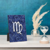 Plaque Photo Virgo Zodiac Silver Sign on Navy Blue Digital Camo (Côté)