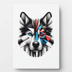 Plaque Photo Visage de Husky Géométrique Design d'Art Moderne