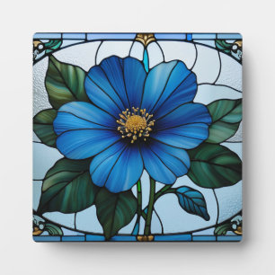 Plaque Photo Vitraux fleur bleue