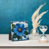 Plaque Photo Vitraux fleur bleue (Insitu)
