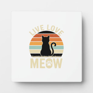 Plaque Photo Vivez Amour Minou Design de Chat Vintage Coucher d