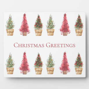 Plaque Photo Vœux de Noël Arbres de Noël à l'aquarelle
