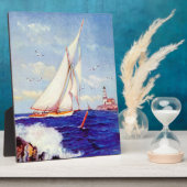 Plaque Photo Voile Par Le Phare par Albert B. Marks (Côté)