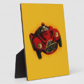 Plaque Photo Voiture de course automobile jaune rouge (Côté)