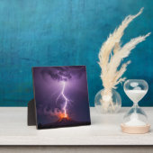 Plaque Photo Volcano Lightning Eruption Dramatic Night (Insitu)