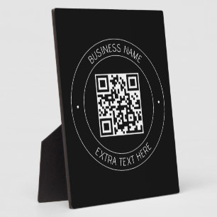 Plaque Photo Votre code QR & Texte modifiable Noir & Blanc