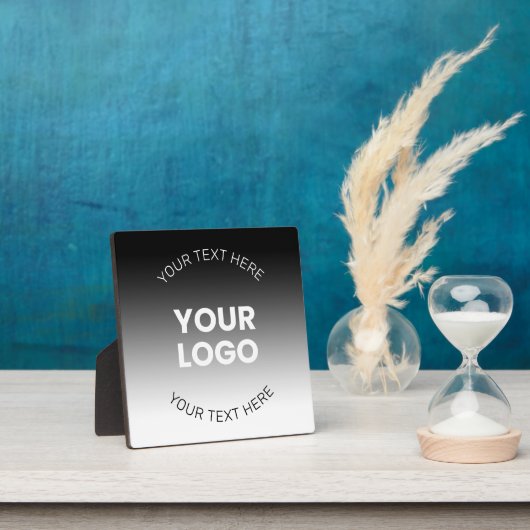 Plaque Photo Votre logo | Dégradé noir & blanc moderne modifiab (Insitu)