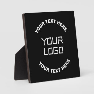 Plaque Photo Votre logo ou image et texte modifiable Noir et
