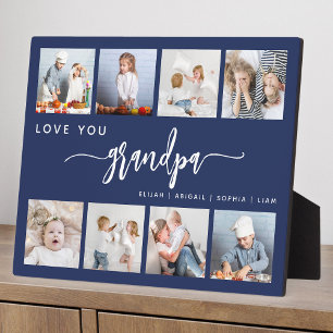 Plaque Photo Vous aime Grand-papa 8 Collage Photo Bleu Marine