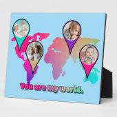 Plaque Photo Vous êtes mon monde Collage photo de carte multico (Côté)