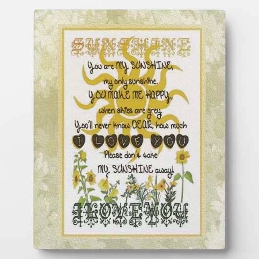 Plaque Photo Vous êtes mon soleil (Devant)