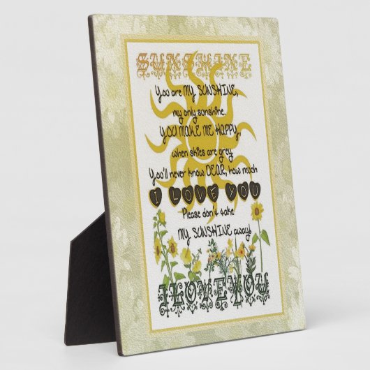 Plaque Photo Vous êtes mon soleil (Côté)