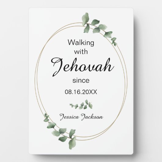 Plaque Photo Walking with Jehovah since Baptism Eucalyptus (Devant)