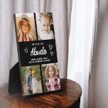 Plaque Photo We Love You Abuelo Modern Photo Collage<br><div class="desc">Le Abuelo We Love You Heart Modern Photo Collage Plaque est un cadeau émouvant et personnalisé qui met en valeur votre amour pour votre grand-père. Cette plaque magnifiquement conçue comprend un collage photo en forme de coeur, vous permettant d'ajouter vos photos de famille préférées dans un agencement moderne et élégant....</div>
