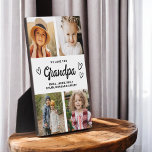 Plaque Photo We Love You Grand-père Modern Photo Collage<br><div class="desc">La Plaque de collage photo moderne Grandpa We Love You Heart est un cadeau émouvant et personnalisé qui met en valeur votre amour pour votre grand-père. Cette plaque magnifiquement conçue comprend un collage photo en forme de coeur, vous permettant d'ajouter vos photos de famille préférées dans un agencement moderne et...</div>