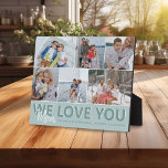 Plaque Photo 'We Love You' Maman Photo Collage | Personnalisé<br><div class="desc">Faites savoir à votre mère combien vous l'aimez avec cette plaque de collage photo personnalisée moderne. Il vous suffit de télécharger 6 de vos photos les plus précieuses depuis votre ordinateur ou votre téléphone. Avec le texte 'NOUS VOUS AIMONS' le mot 'Maman' dans un script manuscrit contemporain, et un court...</div>