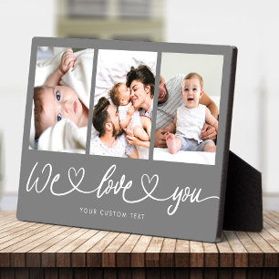 Plaque Photo We Love You Modern Heart Script Photo Collage