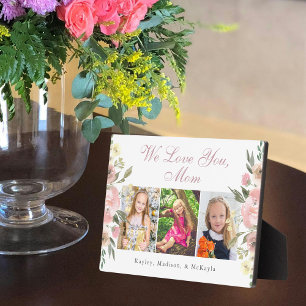Plaque Photo We Love You Mom Pink Floral Mother's Day Photo