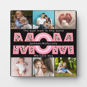 Plaque Photo We Love You Mom Pink Minimalist 6 Collage photo