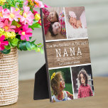 Plaque Photo We Love You Nana 4 Photo Collage Wood<br><div class="desc">Un collage photo rustique cadeau pour votre Nana préféré personnalisé avec les noms de petits-enfants.</div>