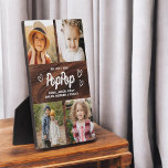 Plaque Photo We Love You PopPop Rustic Wood Photo Collage<br><div class="desc">PopPop We Love You Heart Modern Photo Collage Plaque est un cadeau émouvant et personnalisé qui met en valeur votre amour pour votre grand-père. Cette plaque magnifiquement conçue comprend un collage photo en forme de coeur, vous permettant d'ajouter vos photos de famille préférées dans un agencement moderne et élégant. Le...</div>