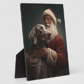 Plaque Photo Weimaraner avec Noël Festif du Père Noël (Côté)
