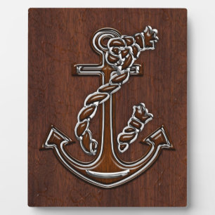 Plaque Photo Wet Nautical Mahogany Anchor Steel Decor