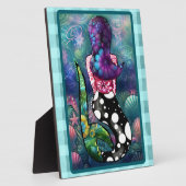 Plaque Photo Whimsical Abstract Mermaid Nautical Teal Seashells (Côté)