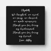 Plaque Photo Whimsical Black White Bridesmaid Thank You Poem (Devant)